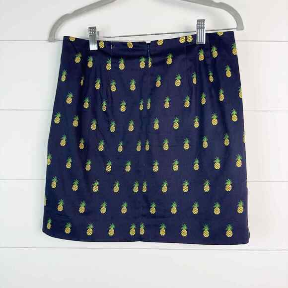 J.Crew Mini Skirt Womens Size 00 Navy Pineapple Print - Picture 3 of 9